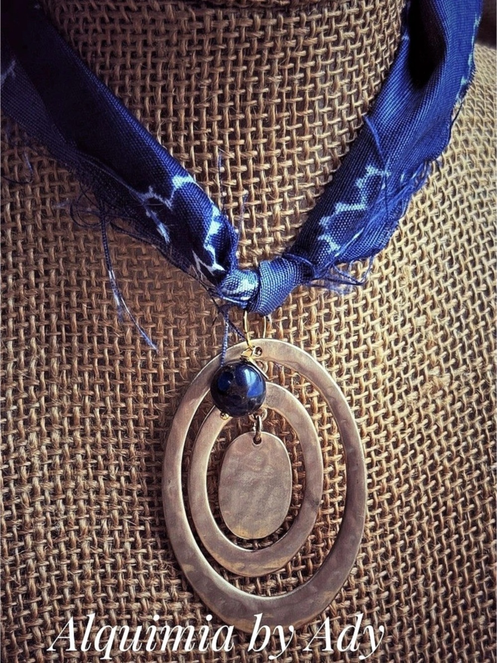 Blue & Gold Pendant Necklace SCULPTURAL LAPIS LAZULI